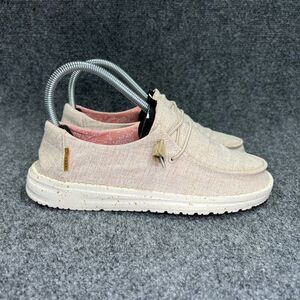 Hey Dude Wendy Shoes Women's 6 Chambray White Nut Comfort Casual Slip On Sneaker